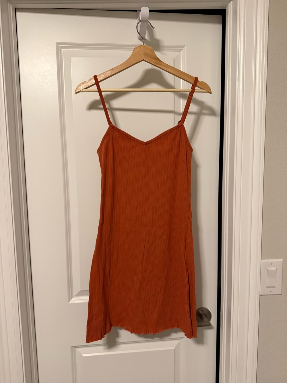 Rust Orange Spaghetti Strap Mini Dress